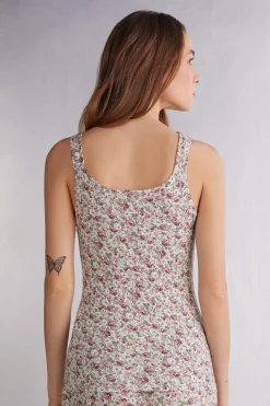 Tanktop in Geribbelde Modal Floral Romance