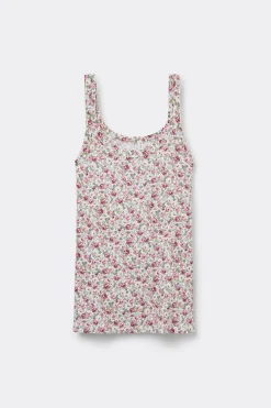 Tanktop in Geribbelde Modal Floral Romance