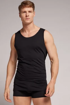 Tanktop met Ronde Hals van Onafgewerkte Superieur Katoen