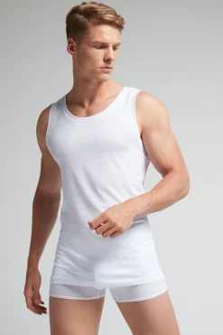 Tanktop met Ronde Hals van Onafgewerkte Superieur Katoen