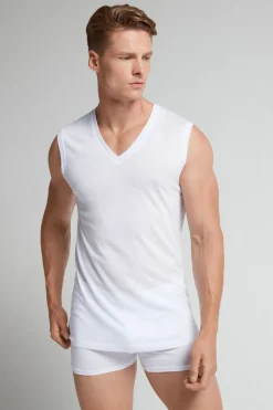 Tanktop met V-Hals van Extrafijne Superieur Katoen
