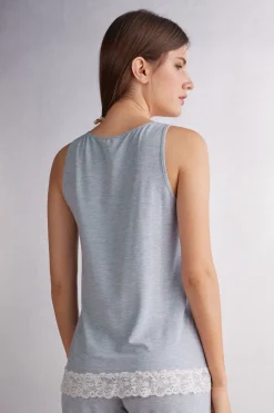 Tanktop van Modal met Details van Kant