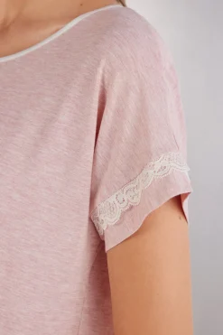 Top van Modal met Korte Mouwen en Kanten Detail