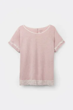 Top van Modal met Korte Mouwen en Kanten Detail