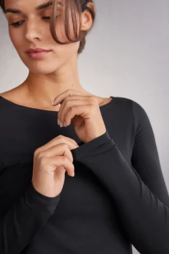 Trui met Lange Mouwen en Boothals van Micromodal