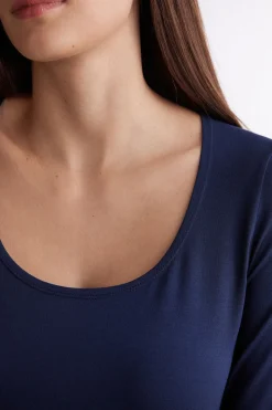 Trui met lange mouwen en halslijn voor vrouwen in Micromodal