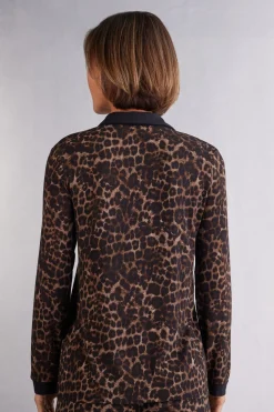 Trui met Lange Mouwen en Open Voorkant van Modal Luxurious Leopard