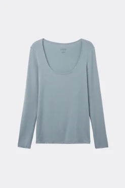 Trui met lange mouwen en halslijn voor vrouwen in Micromodal