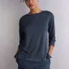 T-shirt met boothals van linnen