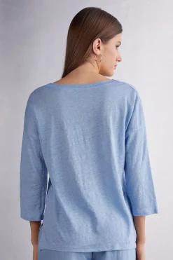 T-shirt met boothals van linnen
