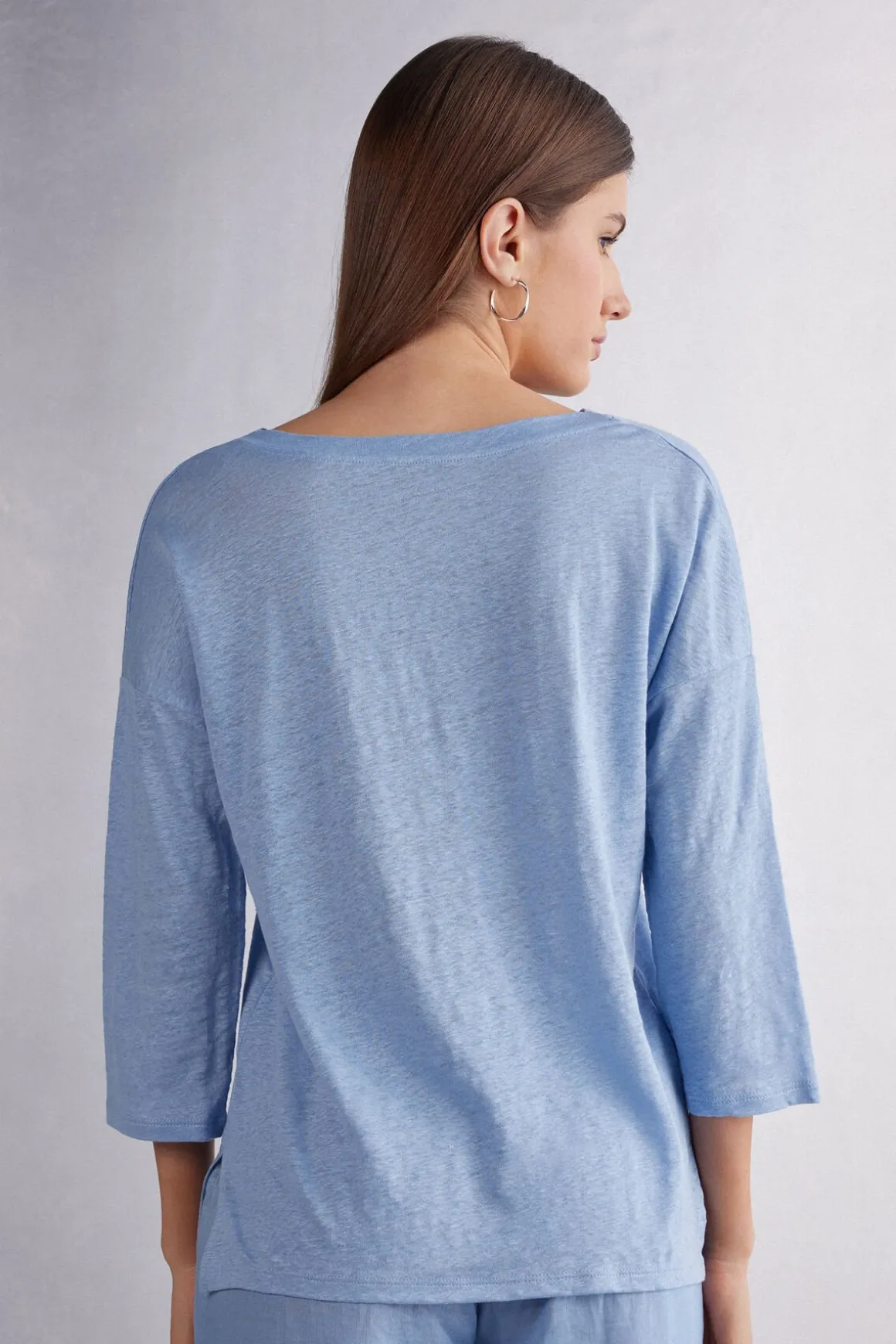 T-shirt met boothals van linnen