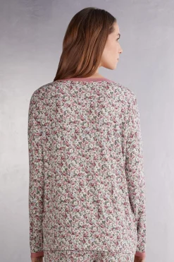 T-shirt met Boothals van Linnen Floral Romance