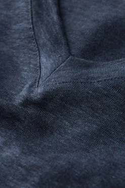 T-shirt met korte mouwen en V-hals van linnen