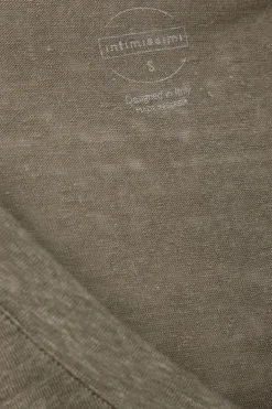T-shirt met korte mouwen en V-hals van linnen