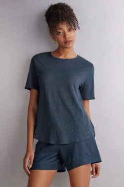 T-shirt met korte mouwen van linnen