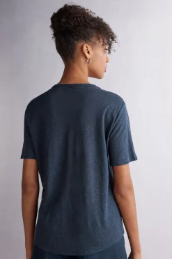 T-shirt met korte mouwen van linnen