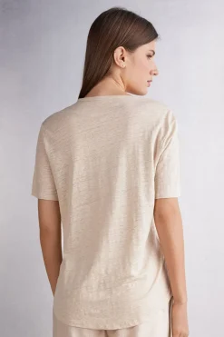 T-shirt met korte mouwen van linnen