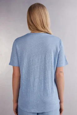 T-shirt met korte mouwen van linnen