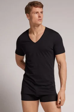 T-Shirt met V-Hals van Extrafijn Superieur Katoen