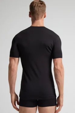 T-Shirt met V-Hals van Extrafijne Superieur Stretchkatoen