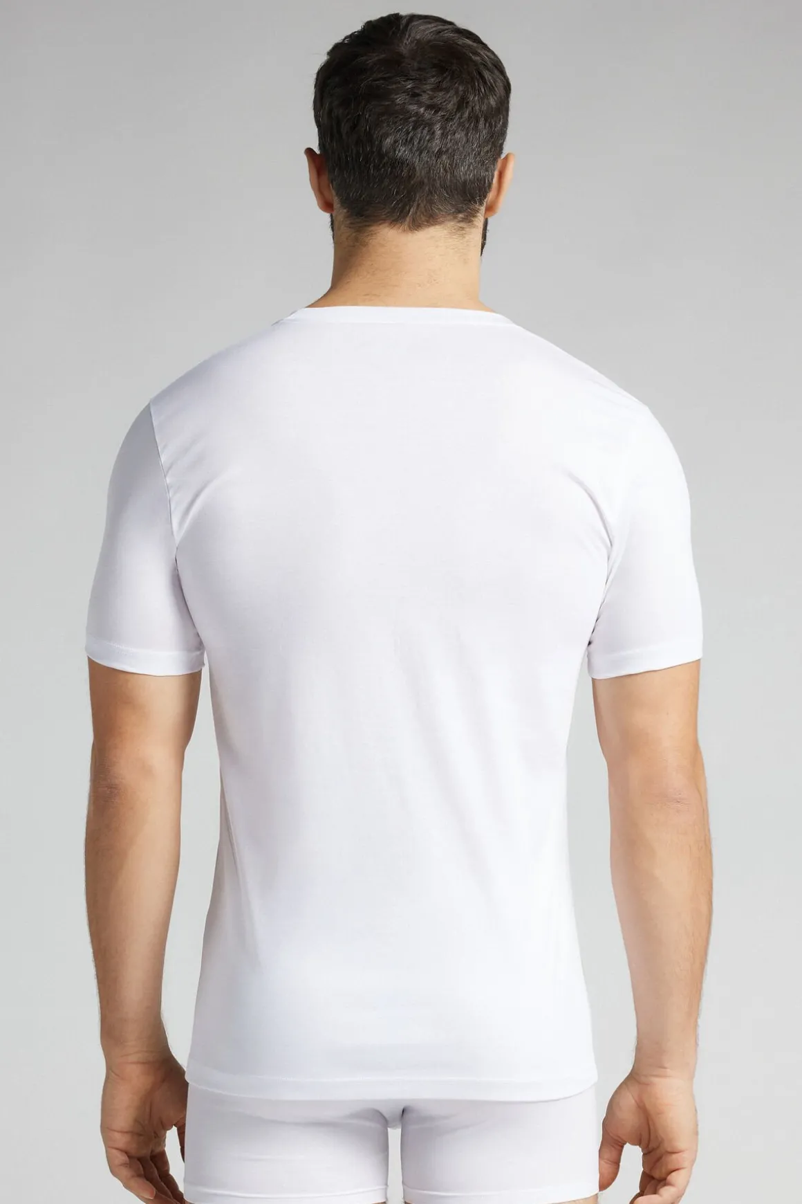 T-Shirt met V-Hals van Gemerceriseerd Premium Katoen