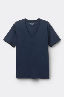 T-Shirt met V-Hals van Gemerceriseerd Premium Katoen