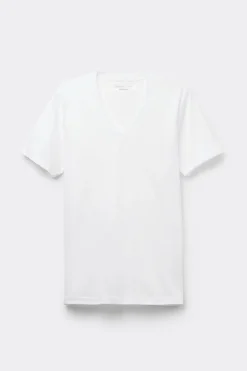 T-Shirt met V-Hals van Gemerceriseerd Premium Katoen