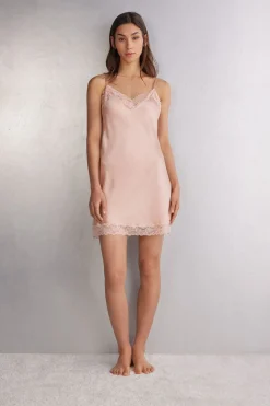 Zijden Slipdress met Kanten Detail