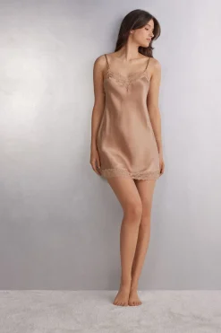 Zijden Slipdress met Kanten Detail