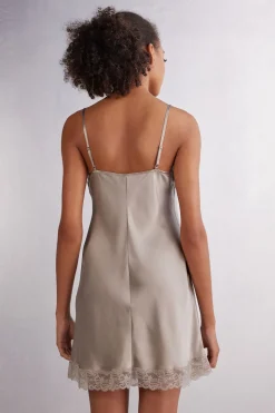 Zijden Slipdress met Kanten Detail