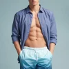 Zwemboxer met Wazige Print Blauw